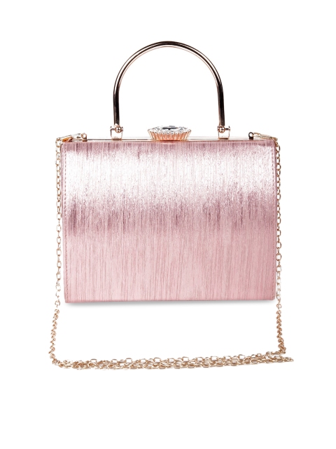 ODETTE Pink Textured Oversized Swagger Shoulder Bag with Fringed