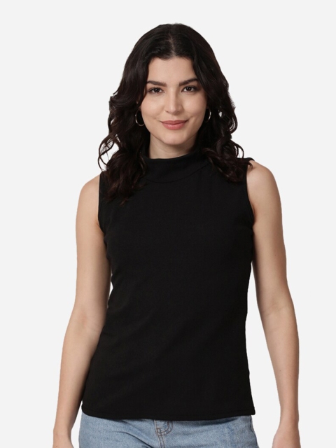 Selvia Black Solid Scuba Top