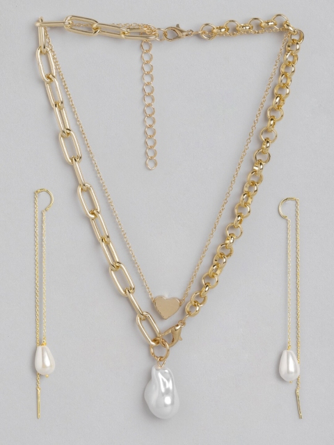 Pipa Bella Gold-toned & White Set of Double Layered Pearl Necklace and Thread Earrings
Pipa Bella Gold-toned & White Set of Double Layered Pearl Necklace and Thread Earrings