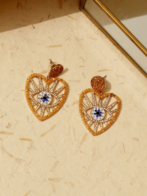 Pipa Bella Beige & White Gold-Plated Heart Shaped Enameled Stone Studded Drop Earrings
Pipa Bella Beige & White Gold-Plated Heart Shaped Enameled Stone Studded Drop Earrings