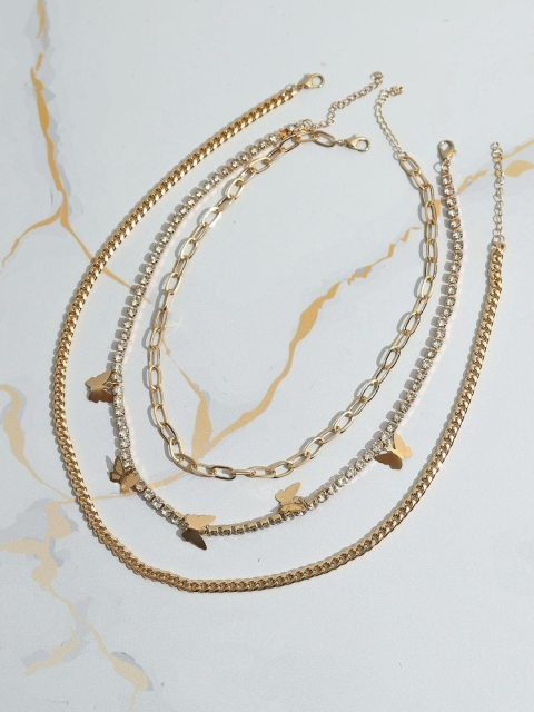 Pipa Bella Set Of 3 Gold-Toned Chic Layered Chain Necklace