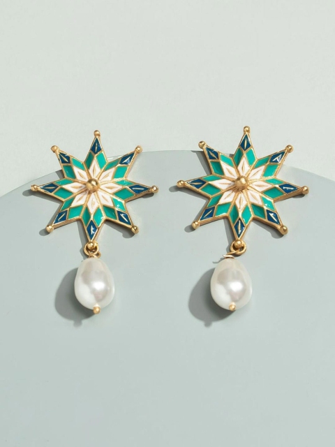 Pipa Bella Turquoise Blue & White Gold-Plated & Pearl Orion Shaped Enamelled Drop Earrings
Pipa Bella Turquoise Blue & White Gold-Plated & Pearl Orion Shaped Enamelled Drop Earrings