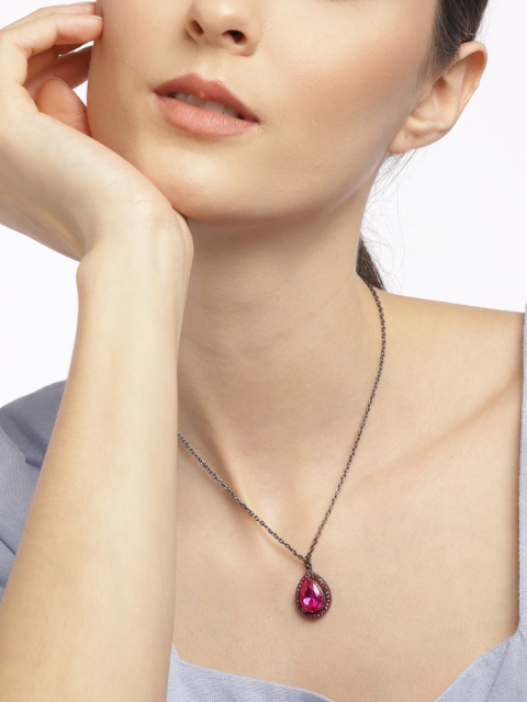 Pipa Bella Women Fuchsia Pink & Silver-Toned Crystals Studded Necklace & Teardrop Pendant
Pipa Bella Women Fuchsia Pink & Silver-Toned Crystals Studded Necklace & Teardrop Pendant