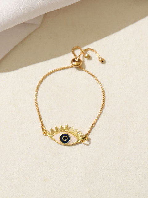 Pipa Bella Women Gold-Toned Enamel Hamza Evil Eye Bracelet
Pipa Bella Women Gold-Toned Enamel Hamza Evil Eye Bracelet