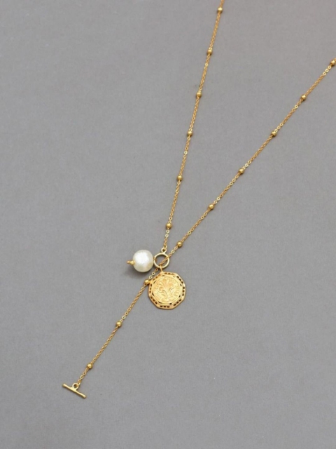 Pipa Bella Women Gold-Toned Brass Gold-Plated Pearl Charm Necklace Chain with A Pendant
Pipa Bella Women Gold-Toned Brass Gold-Plated Pearl Charm Necklace Chain with A Pendant