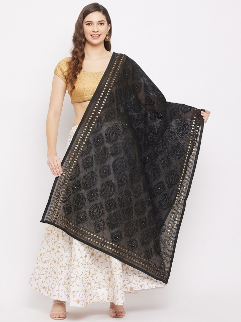 Clora Creation Black & Gold-Toned Ethnic Motifs Embroidered Cotton Silk Dupatta with Kantha Work
Clora Creation Black & Gold-Toned Ethnic Motifs Embroidered Cotton Silk Dupatta with Kantha Work