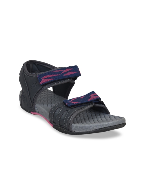 IMPAKTO Women Grey Textured Sports Sandals