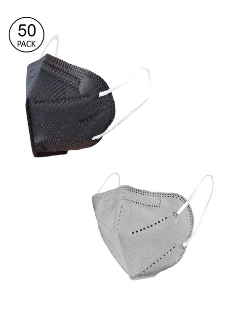 OOMPH Unisex Pack Of 50 5-Ply Reusable Anti-Pollution KN95 Face Masks, Black 
OOMPH Unisex Pack Of 50 5-Ply Reusable Anti-Pollution KN95 Face Masks, Black