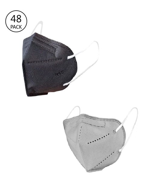 OOMPH Unisex Pack Of 48 5-Ply Reusable Anti-Pollution KN95 Face Masks, Black