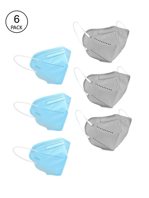 OOMPH Unisex Pack Of 6 5-Ply Reusable Anti-Pollution KN95 Face Masks, Blue 
OOMPH Unisex Pack Of 6 5-Ply Reusable Anti-Pollution KN95 Face Masks, Blue