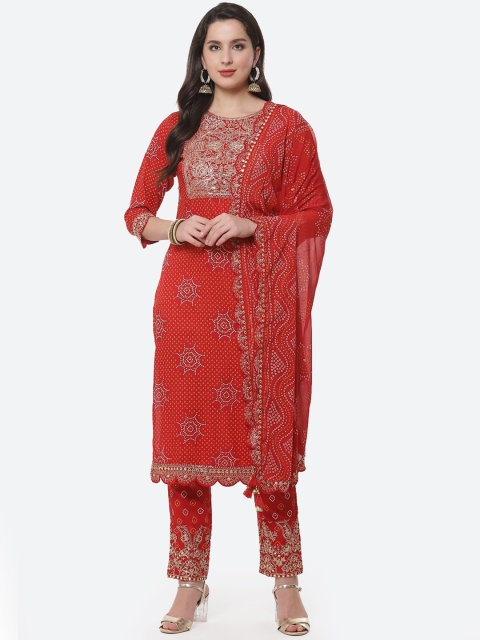 Meena Bazaar Women Red & White Ethnic Motifs Pure Cotton Kurta with Trousers & Dupatta
Meena Bazaar Women Red & White Ethnic Motifs Pure Cotton Kurta with Trousers & Dupatta