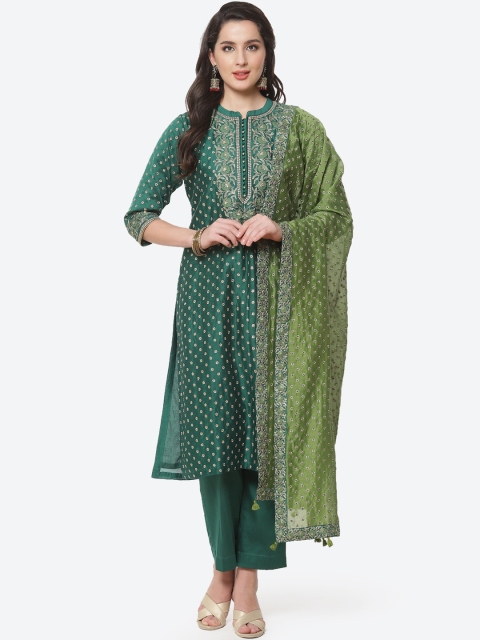 Meena Bazaar Women Green Ethnic Motifs Printed Straight Kurta with Trousers & Dupatta
Meena Bazaar Women Green Ethnic Motifs Printed Straight Kurta with Trousers & Dupatta