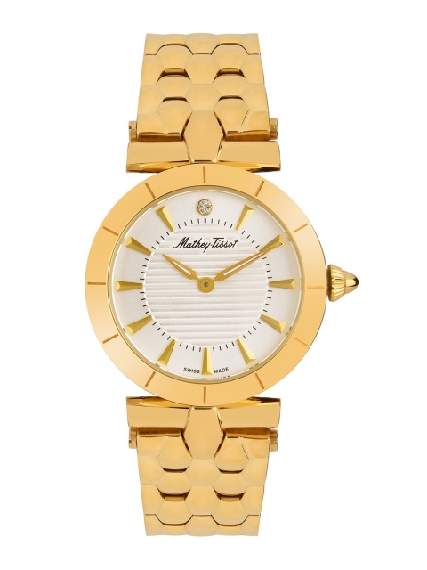 Mathey-Tissot Women White Dial & Gold-Plated Stainless Steel Bracelet Style Straps Analogue Watch
Mathey-Tissot Women White Dial & Gold-Plated Stainless Steel Bracelet Style Straps Analogue Watch