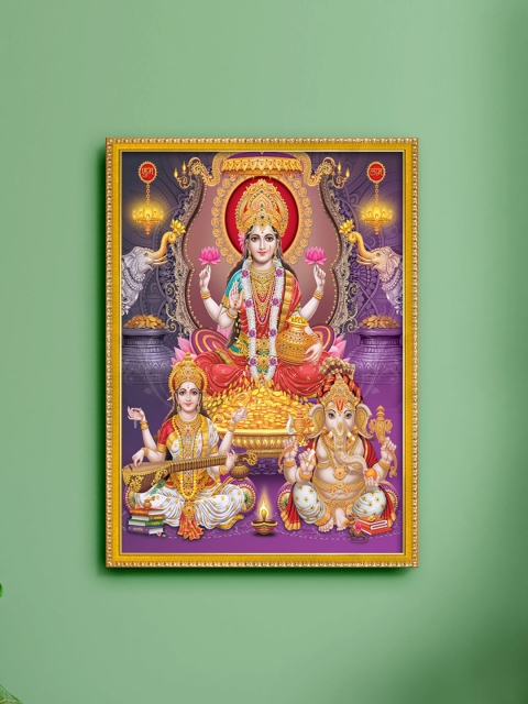 999Store Purple & Gold-Toned Lakshmi With Ganesha & Saraswati Printed Painting Wall Art
999Store Purple & Gold-Toned Lakshmi With Ganesha & Saraswati Printed Painting Wall Art