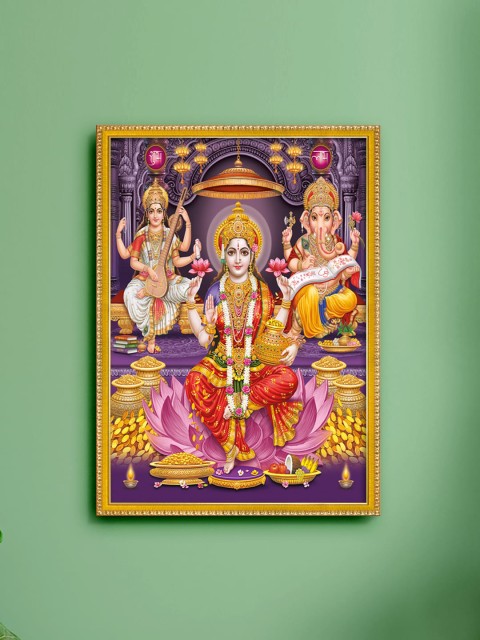 999Store Purple & Gold-Toned Lakshmi With Ganesha & Saraswati Printed Painting Wall Art
999Store Purple & Gold-Toned Lakshmi With Ganesha & Saraswati Printed Painting Wall Art