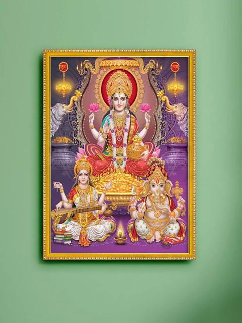 999Store Multicoloured Lakshmi With Ganesha & Saraswati Photo Painting With Frame, Multi
999Store Multicoloured Lakshmi With Ganesha & Saraswati Photo Painting With Frame, Multi