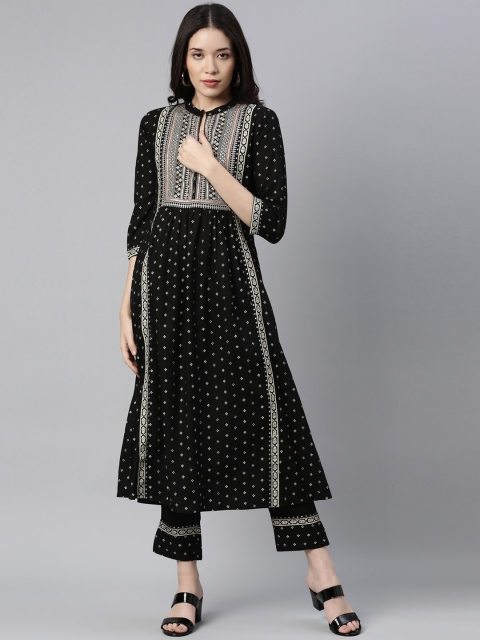 Neerus Women Black Ethnic Motifs Yoke Design Empire Kurta with Trousers & With Dupatta
Neerus Women Black Ethnic Motifs Yoke Design Empire Kurta with Trousers & With Dupatta