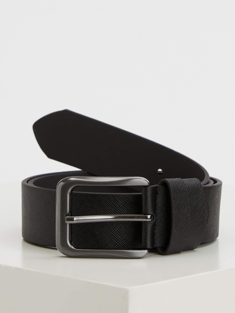 DeFacto Men Black Textured PU Belt