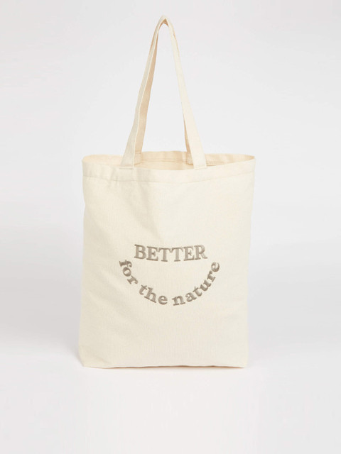 DeFacto Women Cream-Coloured & Brown Cotton Typography Embroidered Shopper Tote Bag
DeFacto Women Cream-Coloured & Brown Cotton Typography Embroidered Shopper Tote Bag