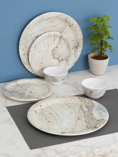 LIVING ROOTS Cream-Coloured & Grey 24 Pieces Floral Printed Melamine Glossy Dinner Set
LIVING ROOTS Cream-Coloured & Grey 24 Pieces Floral Printed Melamine Glossy Dinner Set