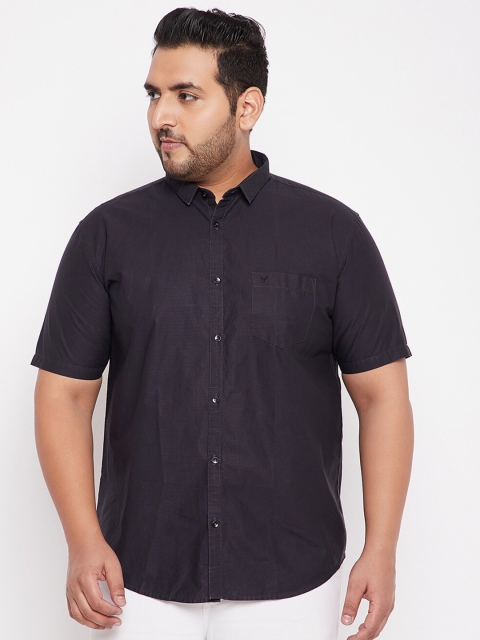 SHOWOFF Plus Men Blue Grid Tattersall Checks Checked Casual Shirt