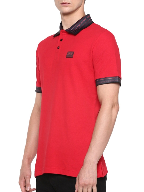 Versace Jeans Couture Men Red Polo Collar T-shirt