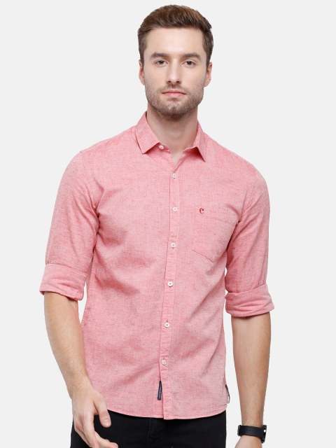 CAVALLO by Linen Club Men Pink Solid Casual Shirt