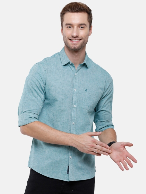CAVALLO by Linen Club Men Green Casual Shirt