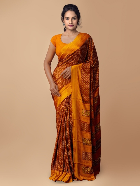 Unnati Silks Women Maroon Printed Poly Crepe Saree