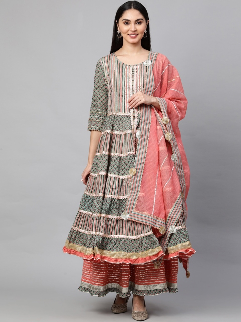 FASHOR Women Green Ethnic Motifs Printed Gotta Patti Pure Cotton Kurta with Skirt & With Dupatta
FASHOR Women Green Ethnic Motifs Printed Gotta Patti Pure Cotton Kurta with Skirt & With Dupatta