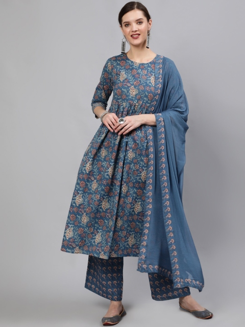 Nayo Women Blue Ethnic Motifs Printed Empire Pure Cotton Kurta with Palazzos & Dupatta
Nayo Women Blue Ethnic Motifs Printed Empire Pure Cotton Kurta with Palazzos & Dupatta