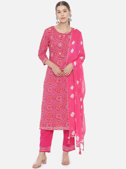 Prakhya Women Pink Bandhani Printed Pure Cotton Kurta with Trousers & With Dupatta
Prakhya Women Pink Bandhani Printed Pure Cotton Kurta with Trousers & With Dupatta