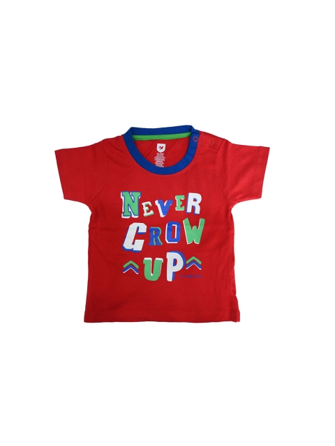 612 league Boys Red Typography Printed T-shirt