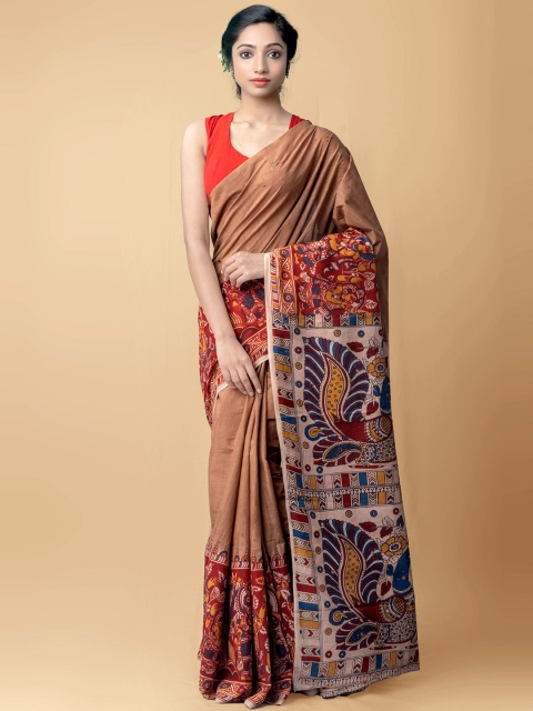 Unnati Silks Brown Kalamkari Pure Cotton Kota Saree