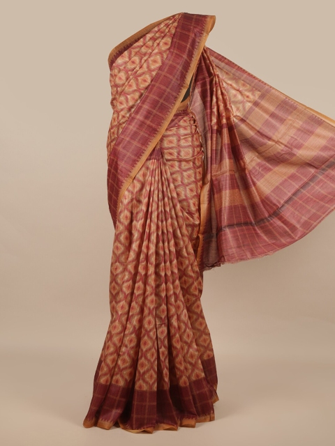 Pothys Brown & Beige Jute Silk Saree