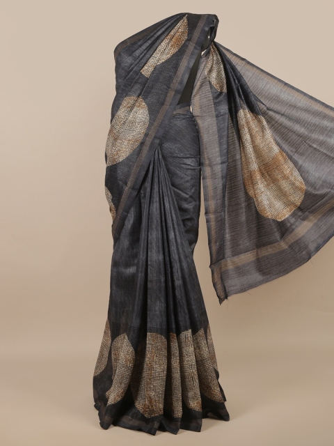 Pothys Grey & Beige Jute Silk Saree