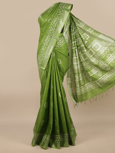 Pothys Green & White Floral Zari Linen Blend Saree
Pothys Green & White Floral Zari Linen Blend Saree