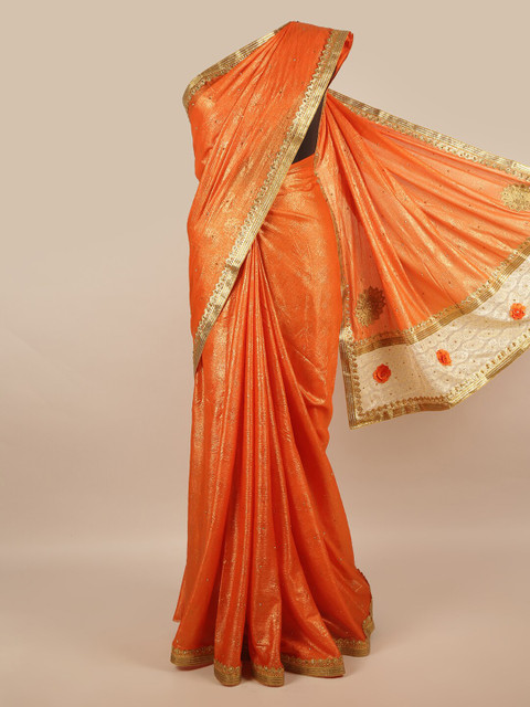Pothys Orange & Gold-Toned Floral Beads and Stones Saree
Pothys Orange & Gold-Toned Floral Beads and Stones Saree
