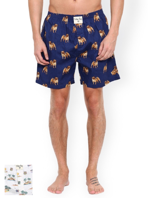 Urban Dog Pack of 2 Printed Boxers UDBX34, Blue