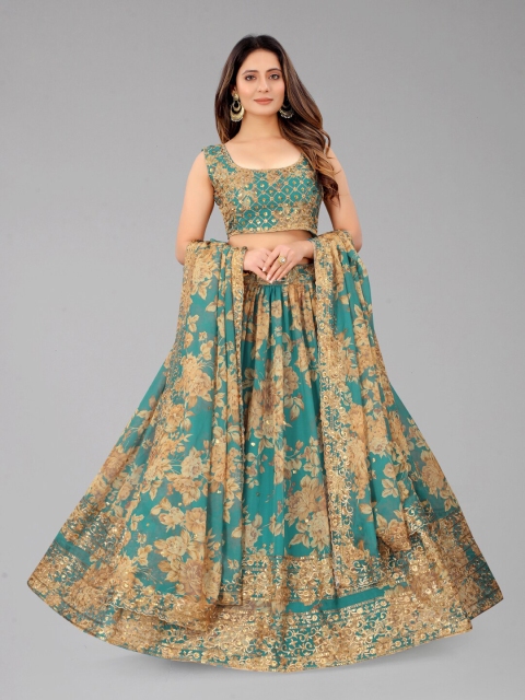 SHOPGARB Teal & Beige Embroidered Sequinned Semi-Stitched Lehenga & Unstitched Blouse With Dupatta
SHOPGARB Teal & Beige Embroidered Sequinned Semi-Stitched Lehenga & Unstitched Blouse With Dupatta