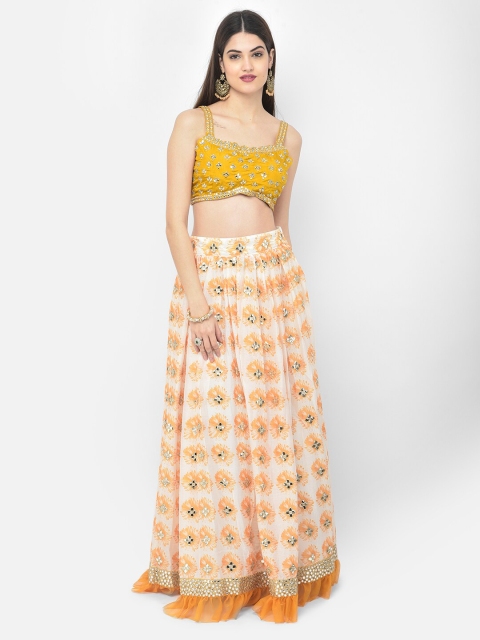 Neerus Mustard Yellow & Silver-Toned Embroidered Mirror Work Lehenga Choli With Jacket
Neerus Mustard Yellow & Silver-Toned Embroidered Mirror Work Lehenga Choli With Jacket