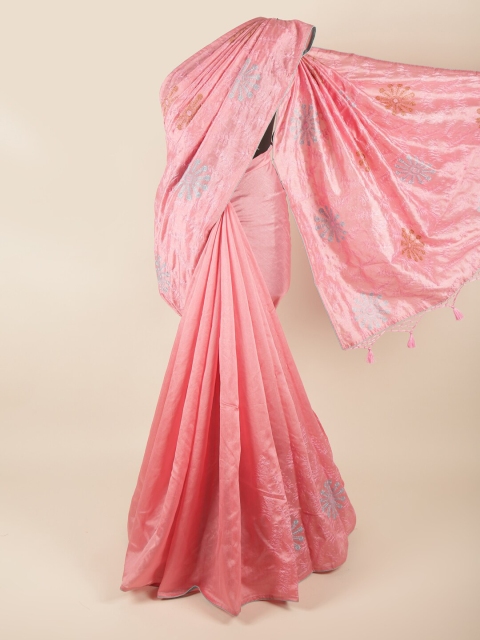 Pothys Pink & Blue Ethnic Motifs Art Silk Saree