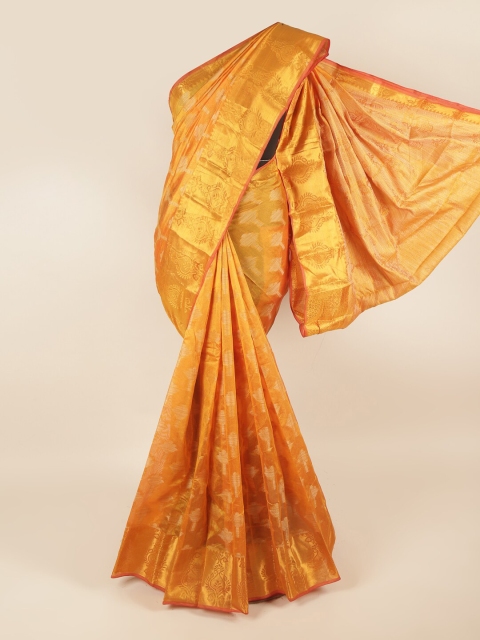 Pothys Yellow & Gold-Toned Woven Design Saree