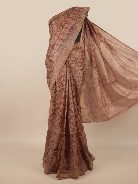 Pothys Mauve & Beige Ethnic Motifs Saree