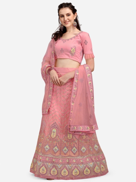 V SALES Pink & Sea Green Embroidered Sequinned Semi-Stitched Lehenga & Unstitched Blouse With Dupatta
V SALES Pink & Sea Green Embroidered Sequinned Semi-Stitched Lehenga & Unstitched Blouse With Dupatta