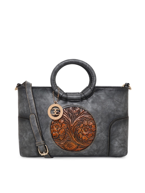 ESBEDA Grey Textured Structured Handheld Bag