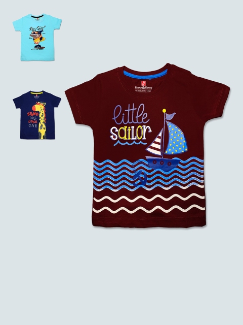Benny n Bunny Boys Pack of 3 Multicoloured Typography Printed Pure Cotton Applique T-shirt, Multi
Benny n Bunny Boys Pack of 3 Multicoloured Typography Printed Pure Cotton Applique T-shirt, Multi