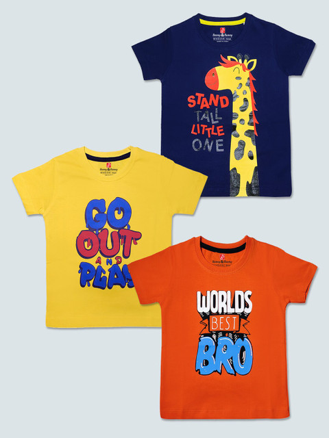 Benny n Bunny Boys Pack of 3 Multicoloured Typography Printed Pure Cotton T-shirt, Multi
Benny n Bunny Boys Pack of 3 Multicoloured Typography Printed Pure Cotton T-shirt, Multi