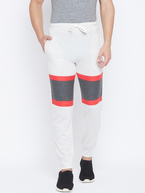 THE MILLION CLUB Men White & Grey Colorblocked Track Pant
