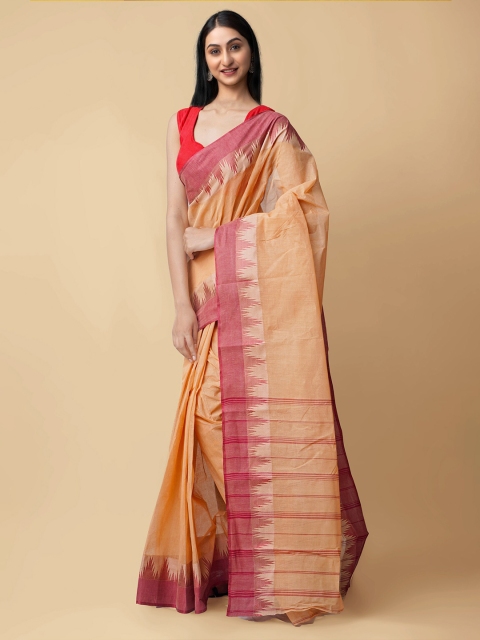 Unnati Silks Women Peach & Maroon Pure Handloom Sustainable Bengal Tant Cotton Saree
Unnati Silks Women Peach & Maroon Pure Handloom Sustainable Bengal Tant Cotton Saree